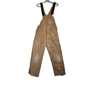Carhartt Quilted Lined Canvas Bib Overalls Mens Size XL Brown YYR02